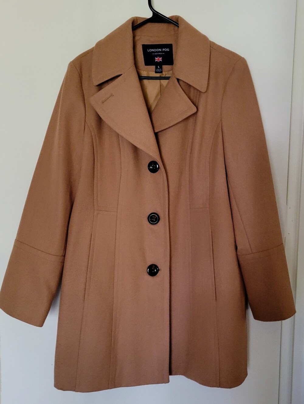 London Fog Tan Wool-Blend Single-Breasted Trench Coat